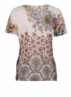 Pull cashmere offwhite bloemen en glitter | DELSCHER. Fashion