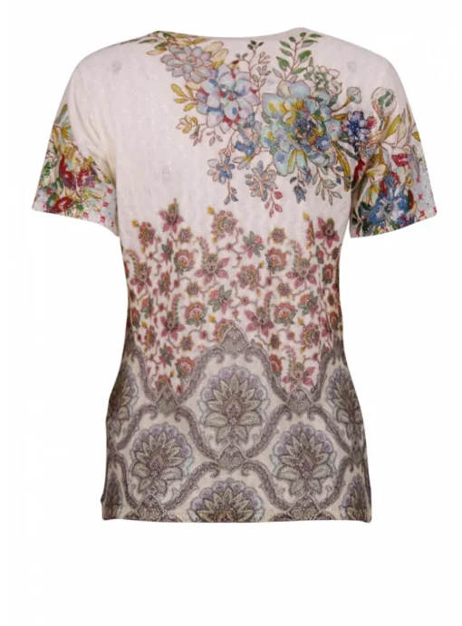 Pull cashmere offwhite bloemen en glitter | DELSCHER. Fashion