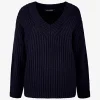 Pull delaila v hals cashmere blauw | DELSCHER. Fashion
