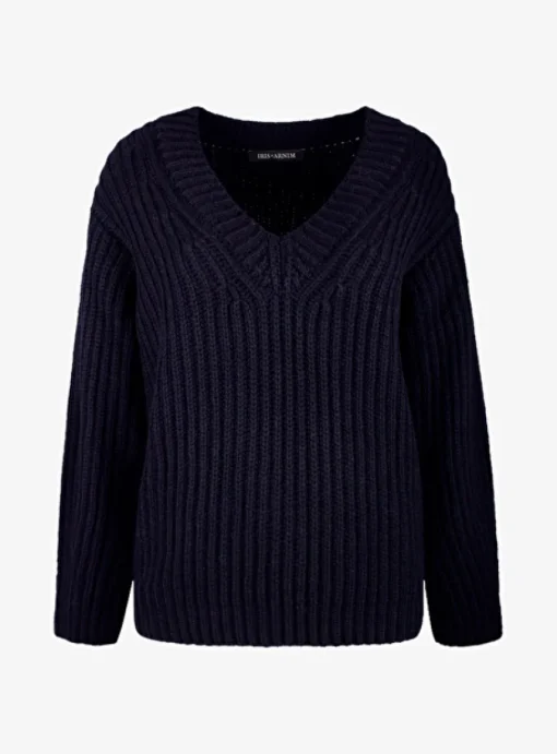 Pull delaila v hals cashmere blauw | DELSCHER. Fashion