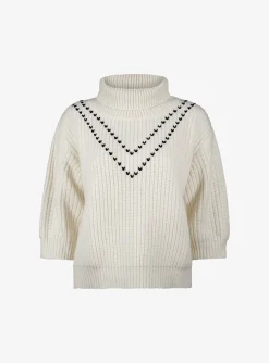 Pull henny turtle cream navy | DELSCHER. Fashion