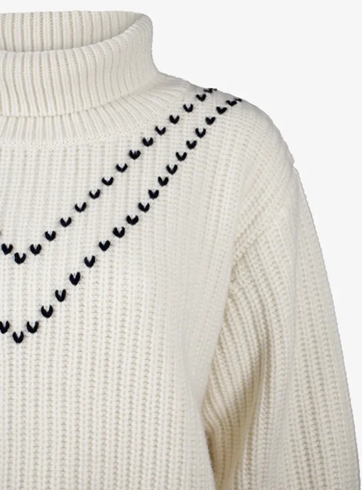 Pull henny turtle cream navy | DELSCHER. Fashion
