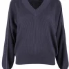 Pull katoen v-hals blauw | DELSCHER. Fashion