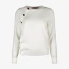 Pull kross offwhite met knoop detail | DELSCHER. Fashion