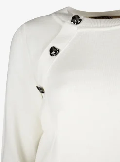 Pull kross offwhite met knoop detail | DELSCHER. Fashion