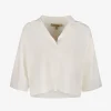 Pull lorna-persy polo kraag offwhite | DELSCHER. Fashion