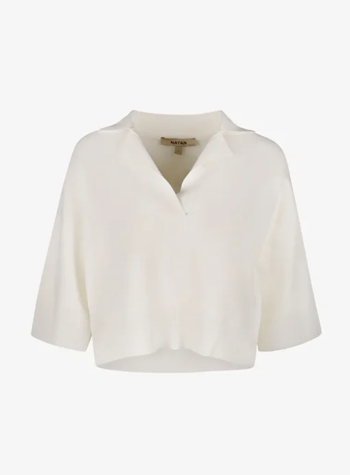 Pull lorna-persy polo kraag offwhite | DELSCHER. Fashion