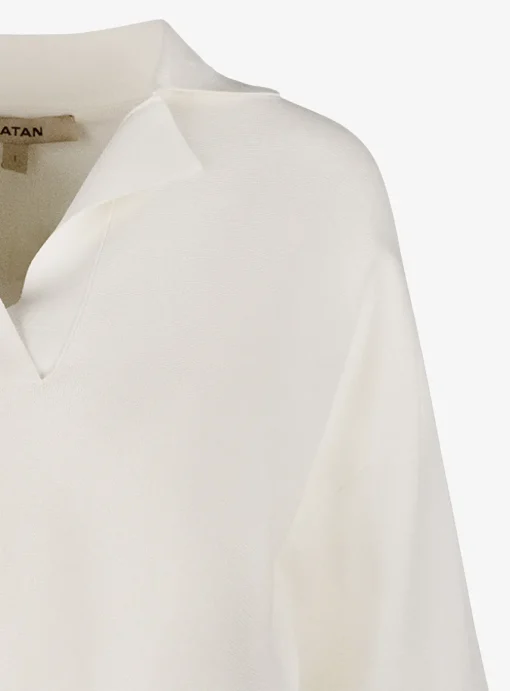 Pull lorna-persy polo kraag offwhite | DELSCHER. Fashion