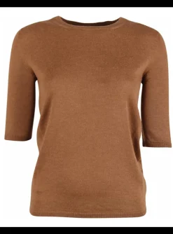 Pull Lyv cashmere ronde hals cognac | DELSCHER. Fashion