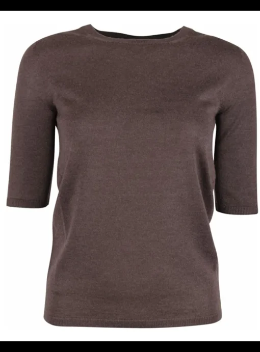 Pull Lyv cashmere ronde hals taupe | DELSCHER. Fashion