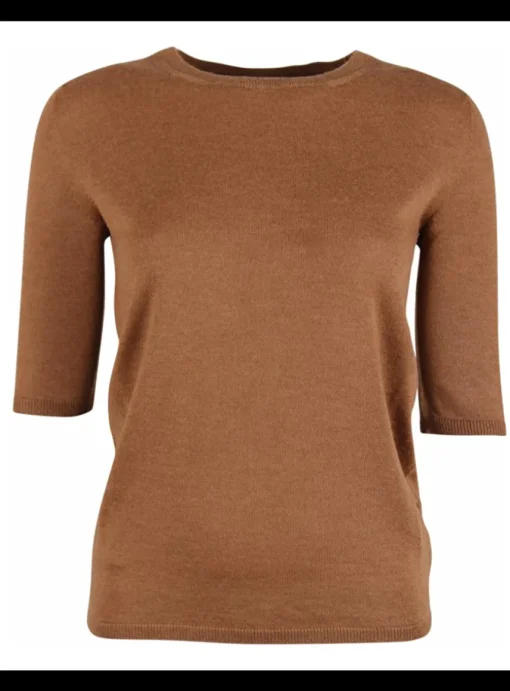 Pull Lyv cashmere ronde hals cognac | DELSCHER. Fashion