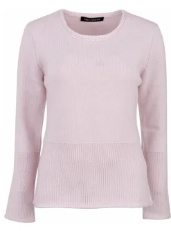 Pull Makara cashmere roze ronde hals | DELSCHER. Fashion