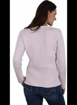Pull Makara cashmere roze ronde hals | DELSCHER. Fashion