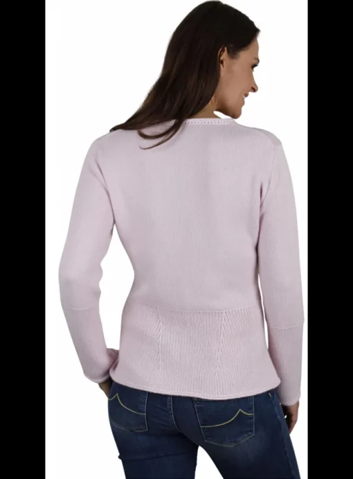 Pull Makara cashmere roze ronde hals | DELSCHER. Fashion