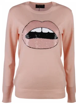Pull merino roze lips | DELSCHER. Fashion