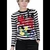 pull navy wit met bloemen en pailletten | DELSCHER. Fashion