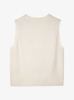 Pull offwhite mouwloos | DELSCHER. Fashion
