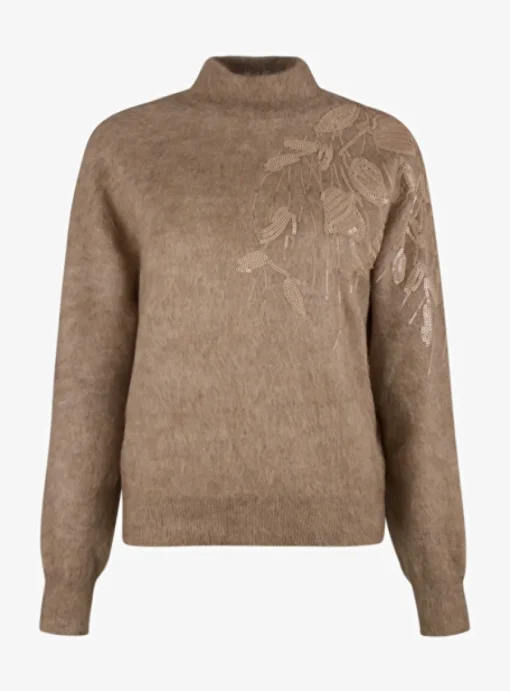 Pull paillettes taupe | DELSCHER. Fashion