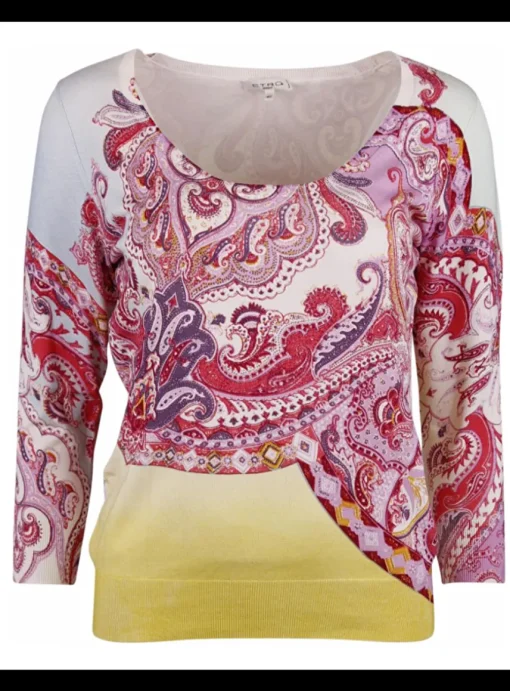 Pull paisley paars, pink, offwhite | DELSCHER. Fashion
