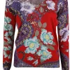 Pull paisley rood/paars bloemdessin | DELSCHER. Fashion