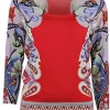 Pull paisley/abstract rood | DELSCHER. Fashion