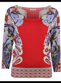 Pull paisley/abstract rood | DELSCHER. Fashion