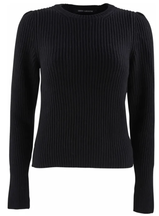 Pull pofmouw Alenika cashmere zwart | DELSCHER. Fashion
