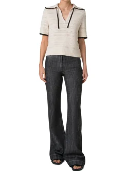 Pull polo beige met zwarte details | DELSCHER. Fashion