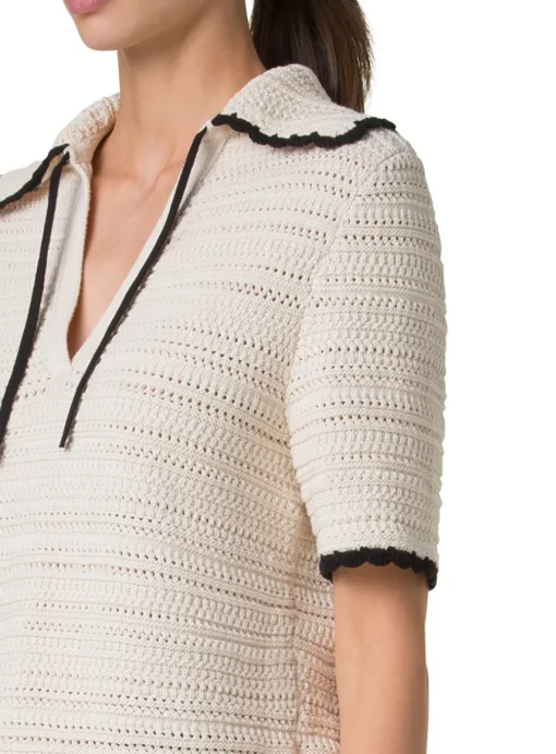 Pull polo beige met zwarte details | DELSCHER. Fashion