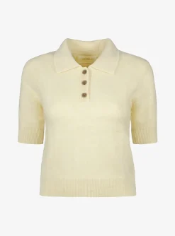 Pull polo brushed cashmere zacht geel | DELSCHER. Fashion