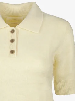 Pull polo brushed cashmere zacht geel | DELSCHER. Fashion
