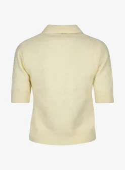 Pull polo brushed cashmere zacht geel | DELSCHER. Fashion