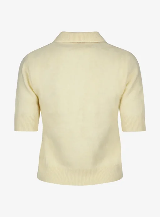 Pull polo brushed cashmere zacht geel | DELSCHER. Fashion