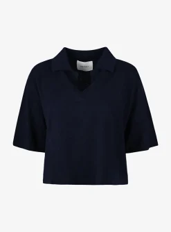 Pull polo cashmere navy | DELSCHER. Fashion