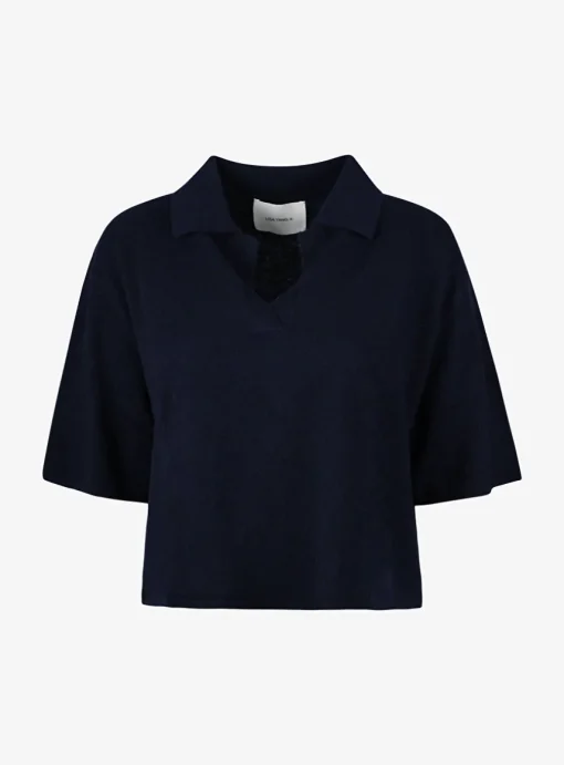 Pull polo cashmere navy | DELSCHER. Fashion