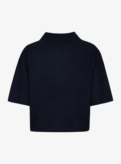 Pull polo cashmere navy | DELSCHER. Fashion