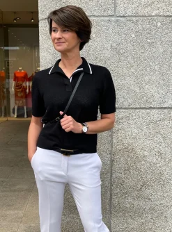 Pull polo zwart wit | DELSCHER. Fashion