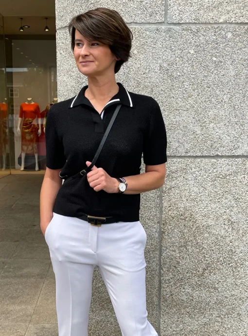 Pull polo zwart wit | DELSCHER. Fashion
