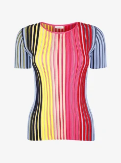 Pull ribbel streep multicolor | DELSCHER. Fashion