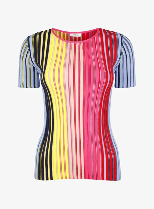 Pull ribbel streep multicolor | DELSCHER. Fashion