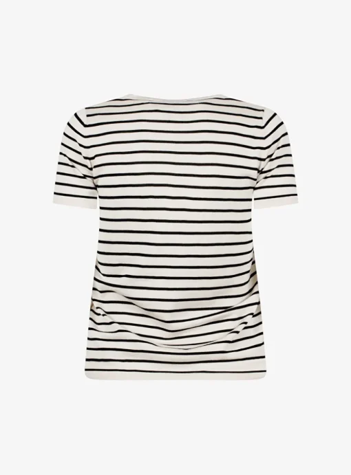 Pull streep korte mouw beige marine | DELSCHER. Fashion