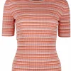 Pull streep oranje beige offwhite | DELSCHER. Fashion