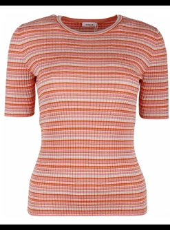 Pull streep oranje beige offwhite | DELSCHER. Fashion