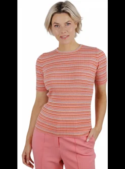 Pull streep oranje beige offwhite | DELSCHER. Fashion