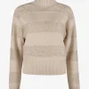 Pull streep pailleten beige | DELSCHER. Fashion