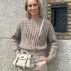 Pull taupe met zilver opengewerkt | DELSCHER. Fashion