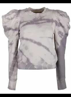 Pull tie dye paars offwhite, pofmouwen | DELSCHER. Fashion