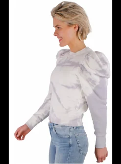 Pull tie dye paars offwhite, pofmouwen | DELSCHER. Fashion