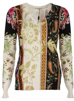 pull v hals print offwhite color | DELSCHER. Fashion