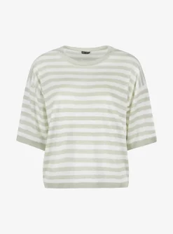 Pull Venera groen wit streep korte mouw | DELSCHER. Fashion